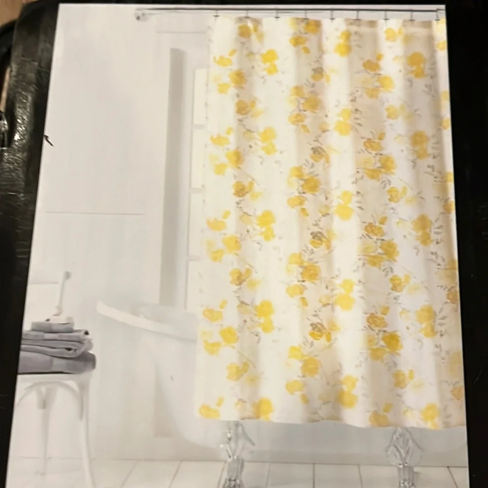 Ralph Lauren Floral Shower Curtain 70”x72” new deck wash white yellow